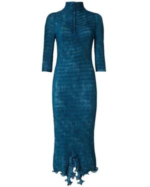 Fendi Gedrukte Geplooide Jurk - Blauw