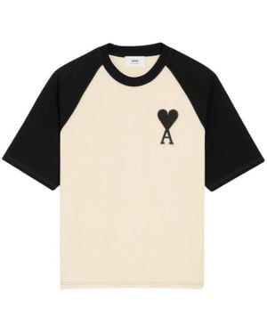 Ami Paris Tops ,Katoen Raglan T-Shirt - Zwart
