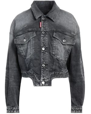 DSquared² Jassen ,Zwart ,Denim Rose Wash Denim Jas - Grijs