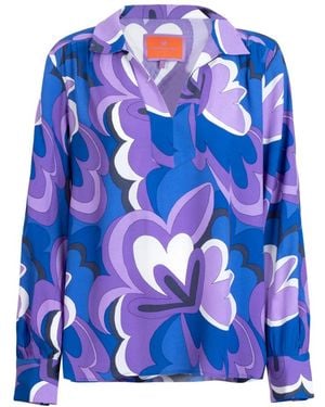 LIEBLINGSSTÜCK V-Ausschnitt Bluse Mit Puffärmeln - Blau