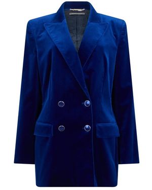 Alberta Ferretti Jassen ,Blauw ,Katoen Fluwelen Blazer