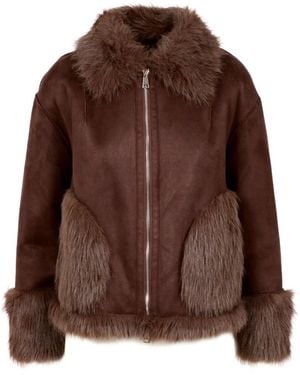 Betta Corradi Lammfelljacke mit kunstpelzbesatz - Braun