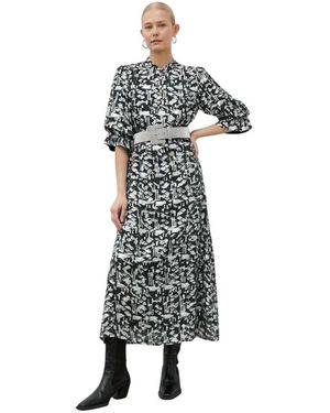 Bruuns Bazaar Jurk Met Geometrische Print En Pofmouwen - Blauw