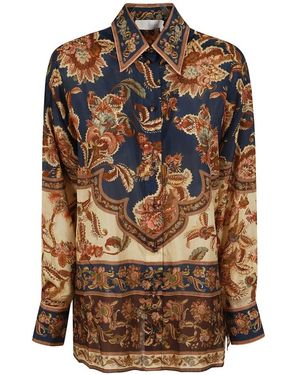 Zimmermann Overhemden ,Veelkleurig ,Aster Relaxed Shirt - Bruin