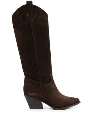 P.A.R.O.S.H. Schoenen ,Bruin ,Leer Puntige Cowboylaarzen - Zwart
