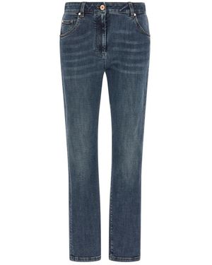Brunello Cucinelli Jeans ,Blauw ,Katoen Slim-Fit Jeans