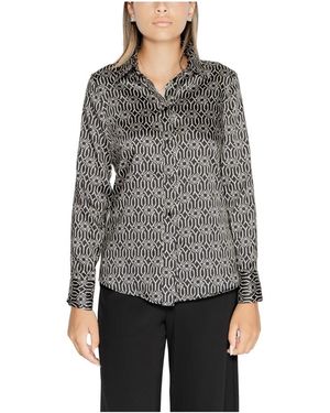 Rinascimento Overhemden ,Veelkleurig ,Polyester Zwart Overhemd Met Print En Knopen - Grijs