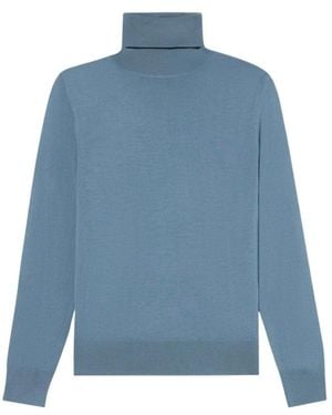 Brooks Brothers Truien & Vesten ,Blauw ,Wol Relaxed Turtleneck Trui