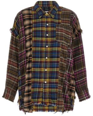R13 Overhemden ,Veelkleurig ,Katoen Oversized Patchwork Shirt - Zwart