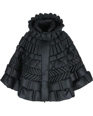 RAXXY Jassen ,Zwart ,Nylon Hooded Puffer Cape