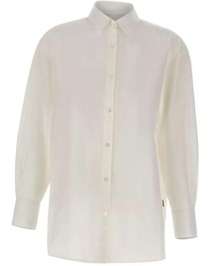 Woolrich Overhemden ,Wit ,Katoen Katoenen Linnen Boyfriend Shirt