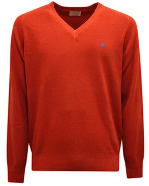 Brooksfield V-Ausschnitt Wollpullover Chili - Rot