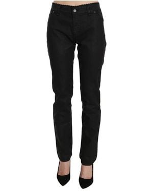 John Galliano Mid Waist Skinny Baumwoll-Denim-Jeans - Schwarz