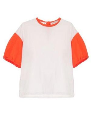 Please Bicolour Ronde Hals T-Shirt - Rood