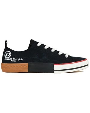 Maison Margiela Printed Logo Canvas Trainers - Black