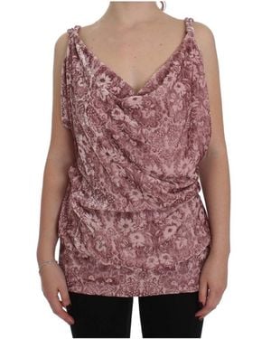 Exte Zijde Blend Bloemenprint Top - Rood