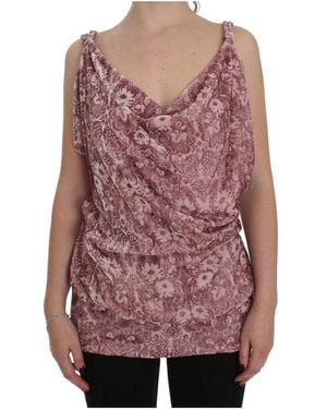 Exte Seidenmischung Blumenprint Top - Rot