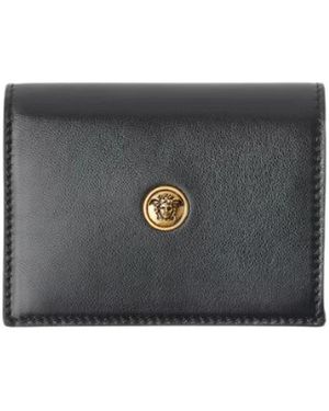 Versace Emblème Leren Portemonnee - Grijs