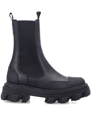 Ganni Cleated Mid Chelsea Boots - Blue