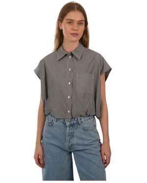 Ottod'Ame Overhemden ,Grijs ,Katoen Cropped Shirt Top