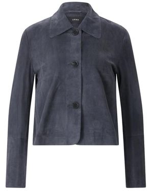Arma Jassen ,Grijs ,Leer Velours Jas Emy - Blauw