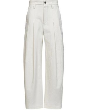 Brunello Cucinelli Broeken ,Wit ,Katoen Wijde Broek