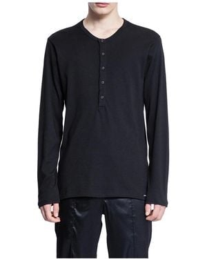 Tom Ford Schwarzes Baumwoll-Jersey Serafino Shirt - Blau