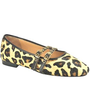 Babouche Schoenen ,Veelkleurig ,Luipaard Ballerina + 2 Riemen - Metallic