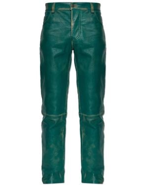 DIESEL Leather Trousers - Verde