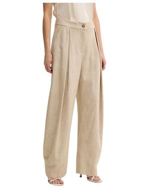 Pinko Broeken ,Polyester Wijde Pantalon Met Plooien - Naturel