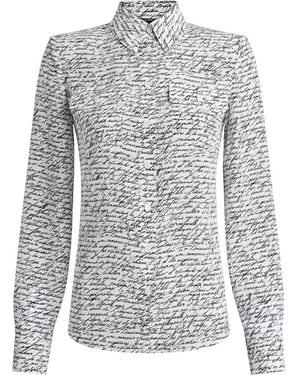 Balmain Overhemden ,Wit ,Satijn Satijnen Overhemd Met Love Letter-Print - Grijs
