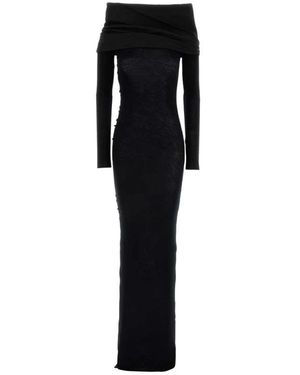 Entire studios Maxikleid Mit Drapierten Schultern - Schwarz