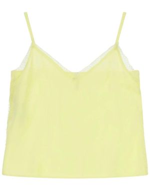Imperial Overhemden ,Geel ,Polyester Top Met V-Hals En Kanten Details