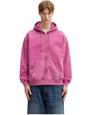 by Parra Hoodies & Sweatvesten ,Roze ,Katoen Not Fade Away Zip Hoodie - Rood