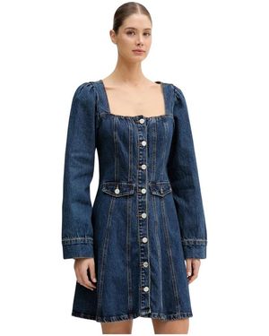 Gestuz Kleedjes ,Blauw ,Denim Flared Denim Mini Jurk