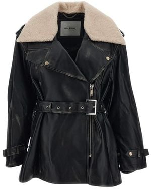 Halfboy Jassen ,Zwart ,Leer Biker Trench