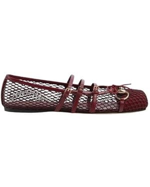 Gucci Mesh Ballerina's Met Bandjes En Paardenbit Detail - Paars