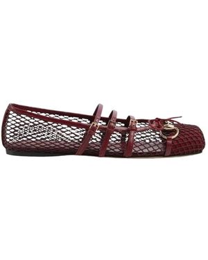 Gucci Mesh Ballerina'S Met Bandjes En Paardenbit Detail - Paars