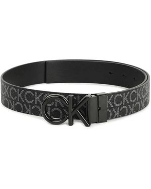 Calvin Klein Accessoires ,Zwart ,Leer Logo Riem 3,5 Cm