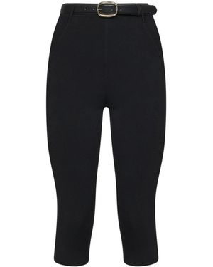 Self-Portrait Broeken ,Zwart ,Polyester Ribbed-Knit Cropped Broeken