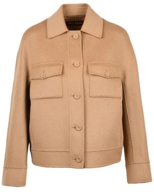 Max Mara Fiero Korte Jas Van Wolstof - Naturel