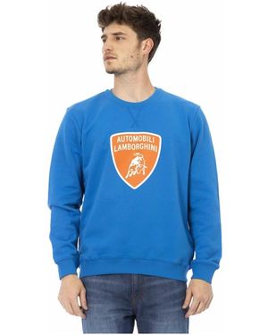 Automobili Lamborghini Logo Baumwoll-Sweatshirt Lange Ärmel - Blau