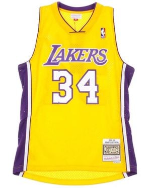 Mitchell & Ness Nba Swingman Jersey No. 34 Shaquille O'Neal 1999-00 Los Angeles Lakers Home - Geel