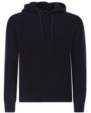 Tagliatore Ribbed Knit Hoodie - Blauw