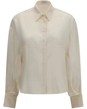 Brunello Cucinelli Overhemden ,Zijden Blouse - Grijs