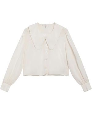 Chloé Overhemden ,Polyester Crêpe De Chine Blouse Met Pofmouwen - Wit