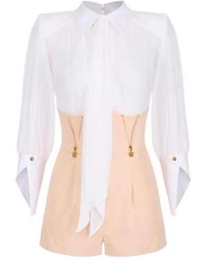 Elisabetta Franchi Jumpsuits & Playsuits ,Veelkleurig ,Korte Romper - Wit