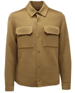 Alpha Studio Jassen ,Groen ,Wol Wollen Jas Shirt Jas Lichene Stijl