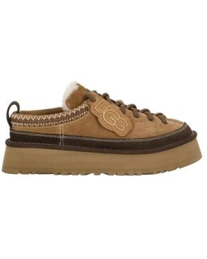 UGG Schoenen ,Bruin ,Wol Heritage Veterschoen Slipper - Naturel