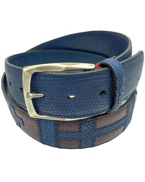 Paolo Vitale Lizard Leather Belt - Blau